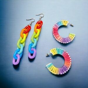 Pride Month Pair Pierced Rainbow Unisex Earrings